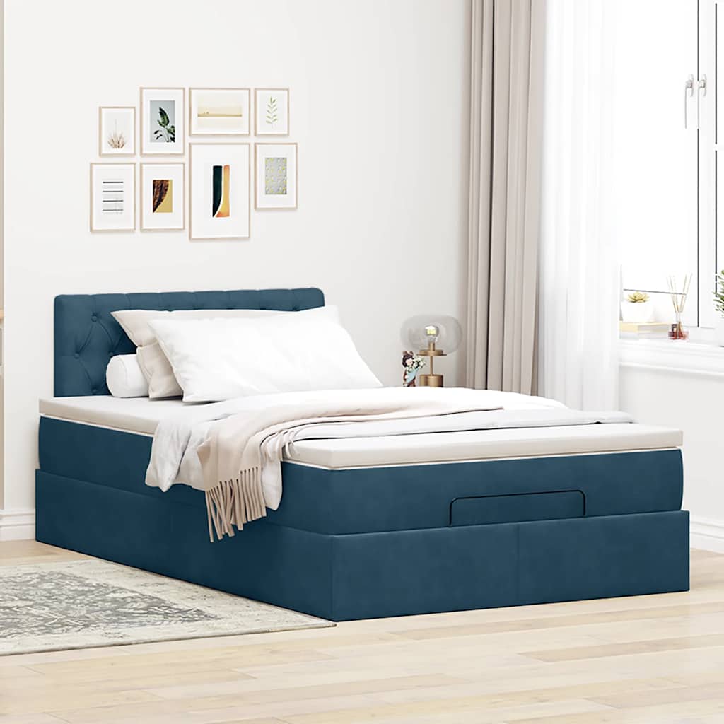 vidaXL Ottoman-Bett mit Matratze Dunkelblau 120x190 cm Samt
