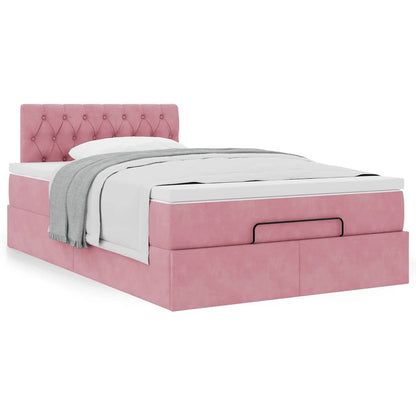 vidaXL Ottoman-Bett mit Matratze Rosa 120x190 cm Samt