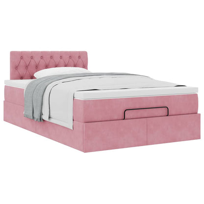 vidaXL Ottoman-Bett mit Matratze Rosa 120x190 cm Samt