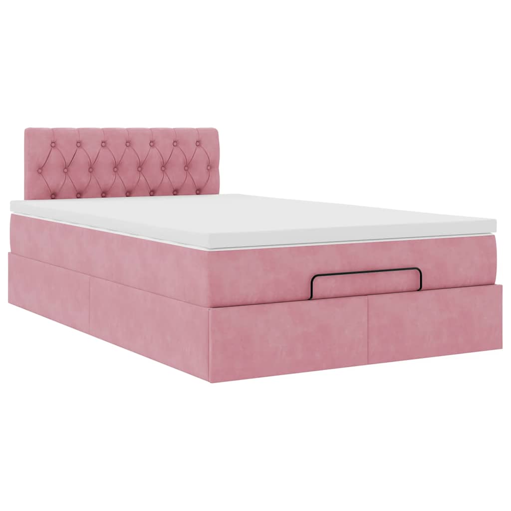vidaXL Ottoman-Bett mit Matratze Rosa 120x190 cm Samt