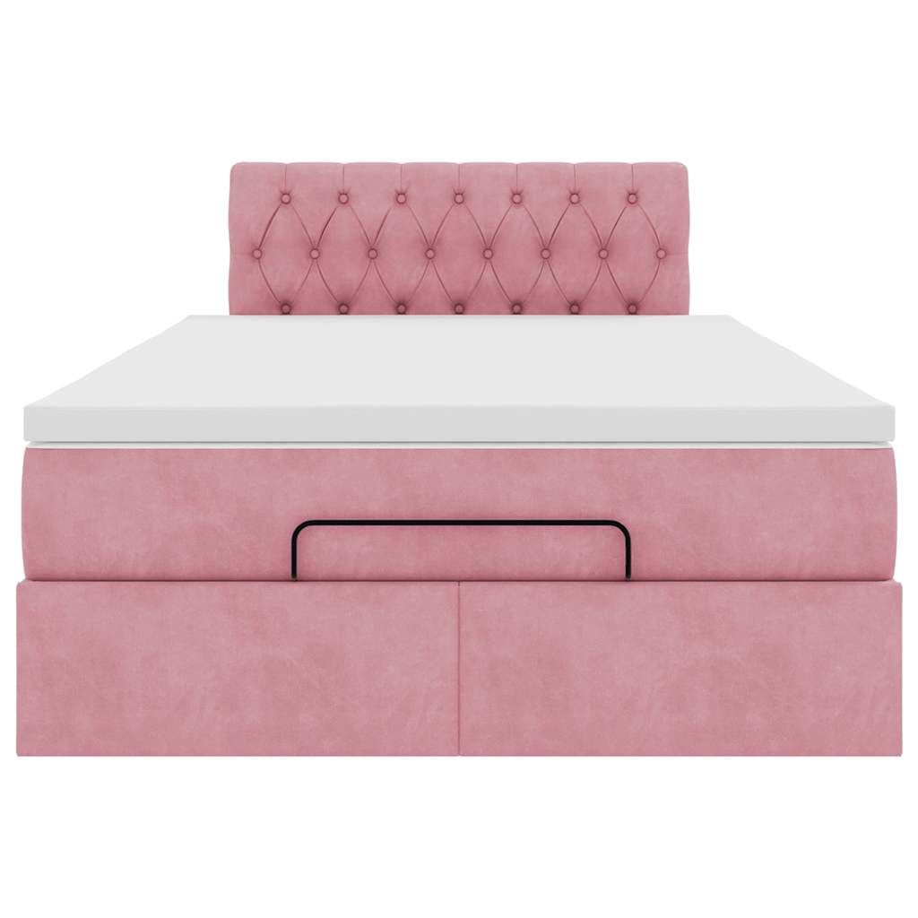 vidaXL Ottoman-Bett mit Matratze Rosa 120x190 cm Samt