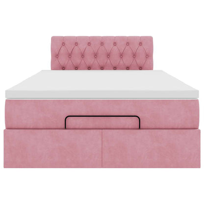 vidaXL Ottoman-Bett mit Matratze Rosa 120x190 cm Samt