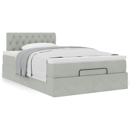 vidaXL Lit ottoman avec matelas gris clair 120x200 cm velours