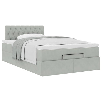 vidaXL Lit ottoman avec matelas gris clair 120x200 cm velours