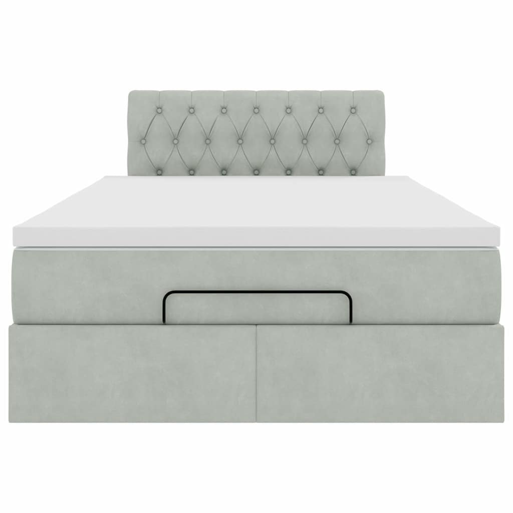 vidaXL Lit ottoman avec matelas gris clair 120x200 cm velours