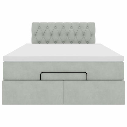 vidaXL Lit ottoman avec matelas gris clair 120x200 cm velours