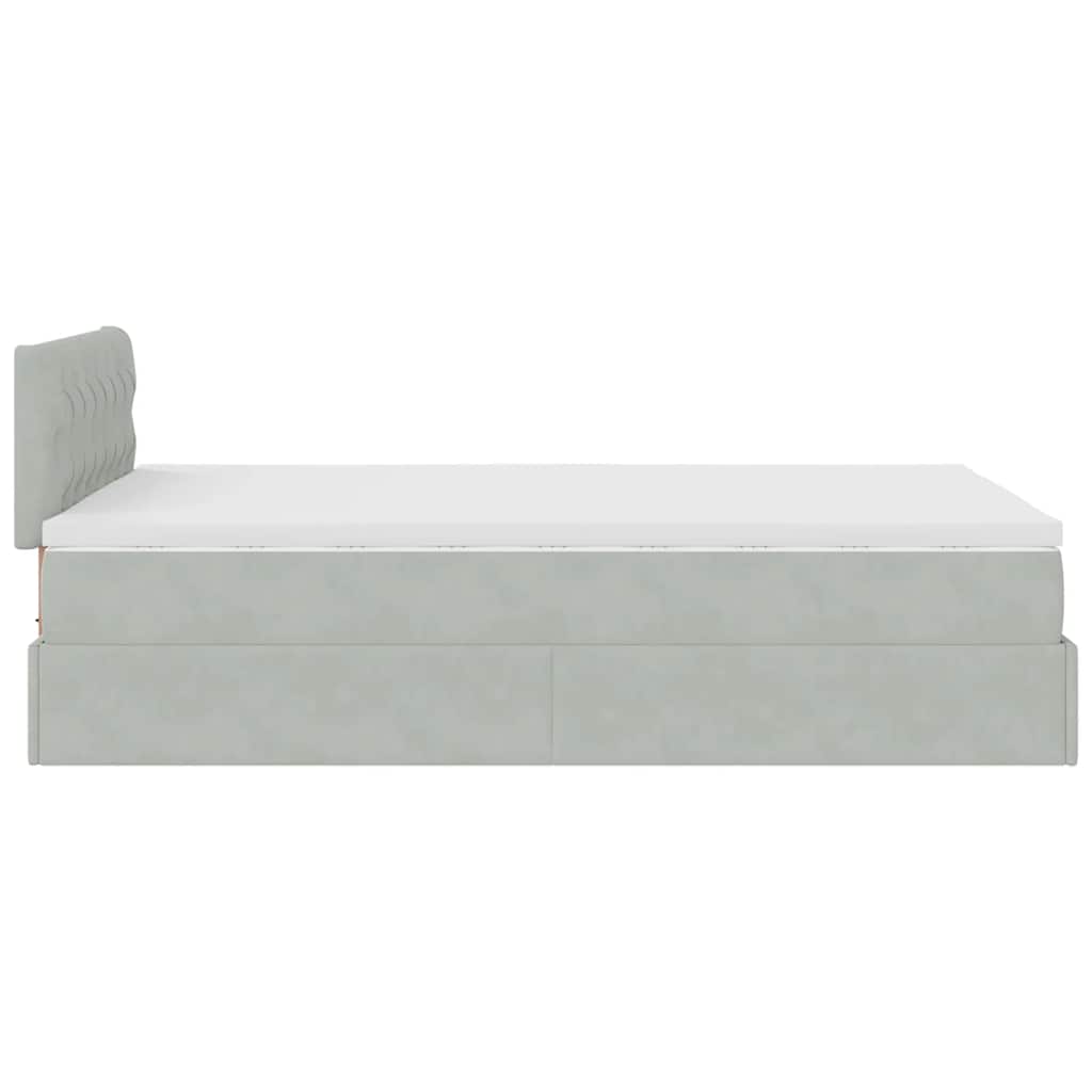 vidaXL Lit ottoman avec matelas gris clair 120x200 cm velours