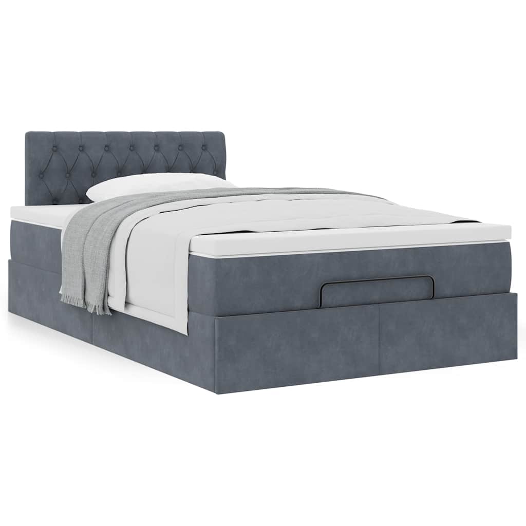 vidaXL Ottoman-Bett mit Matratze Dunkelgrau 120x200 cm Samt