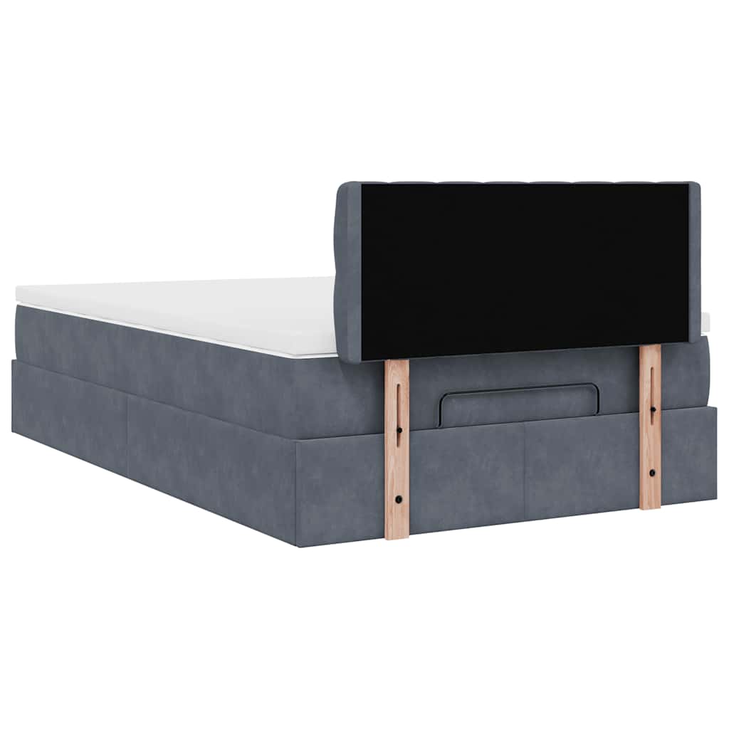 vidaXL Ottoman-Bett mit Matratze Dunkelgrau 120x200 cm Samt