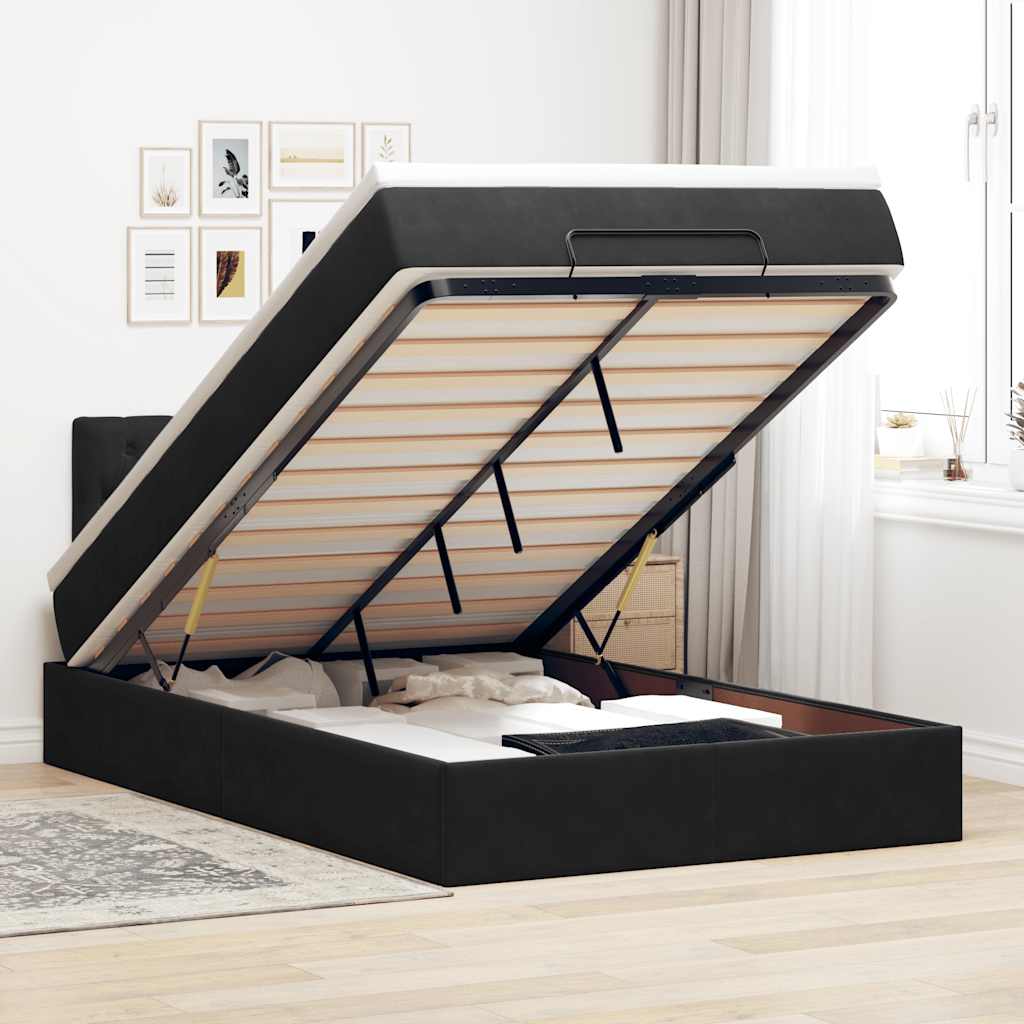 vidaXL Ottoman-Bett mit Matratze Schwarz 120x200 cm Samt