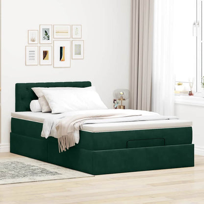 vidaXL Ottoman-Bett mit Matratze Dunkelgrün 120x200 cm Samt