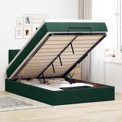 vidaXL Ottoman-Bett mit Matratze Dunkelgrün 120x200 cm Samt