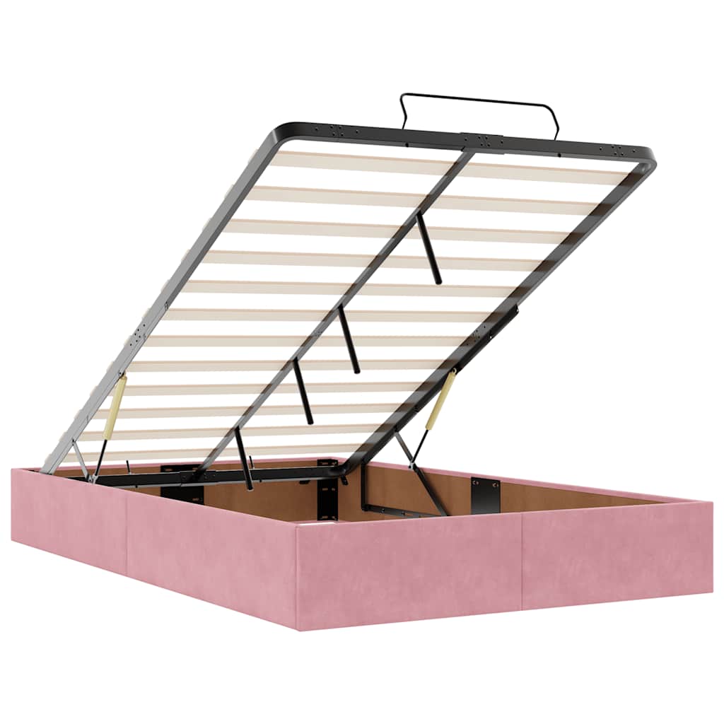 vidaXL Lit ottoman avec matelas rose 120x200 cm velours