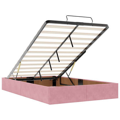 vidaXL Lit ottoman avec matelas rose 120x200 cm velours