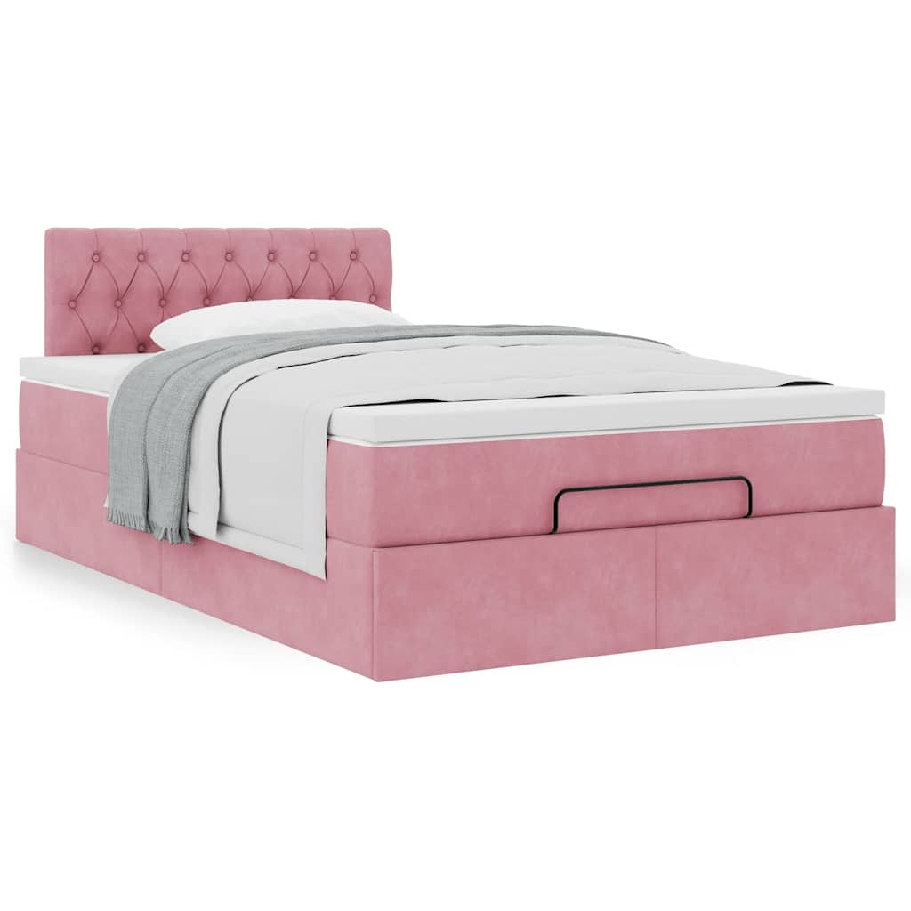 vidaXL Lit ottoman avec matelas rose 120x200 cm velours