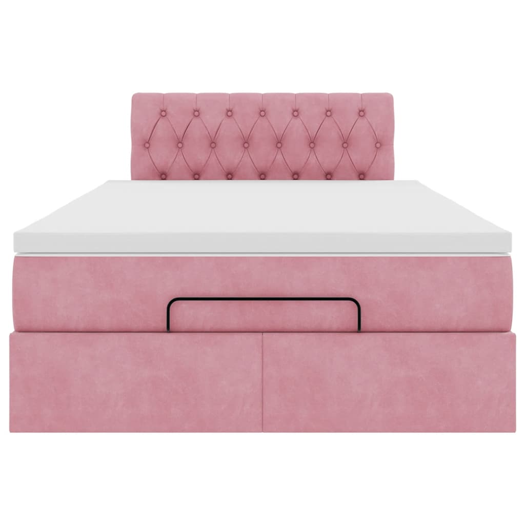 vidaXL Lit ottoman avec matelas rose 120x200 cm velours