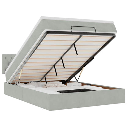 Ottoman-Bett mit Matratze Hellgrau 140x190 cm Samt