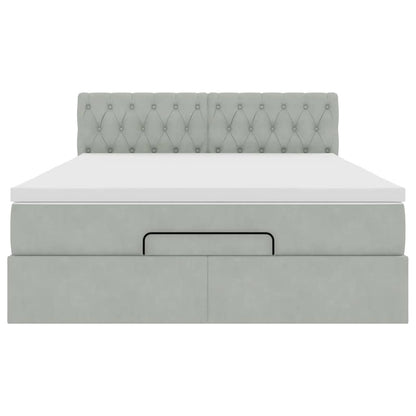 Ottoman-Bett mit Matratze Hellgrau 140x190 cm Samt