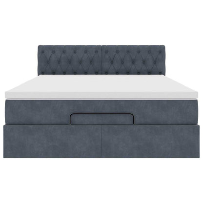 Ottoman-Bett mit Matratze Dunkelgrau 140x190 cm Samt