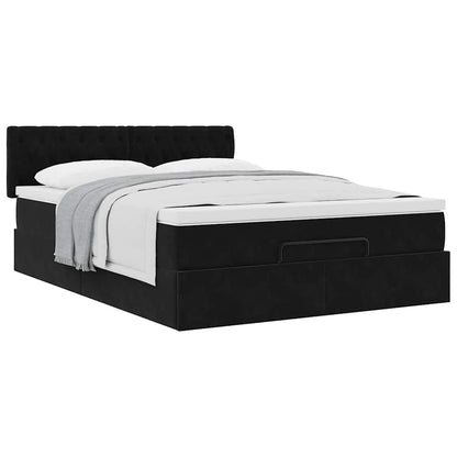 vidaXL Lit ottoman avec matelas Noir 140x190 cm Velours