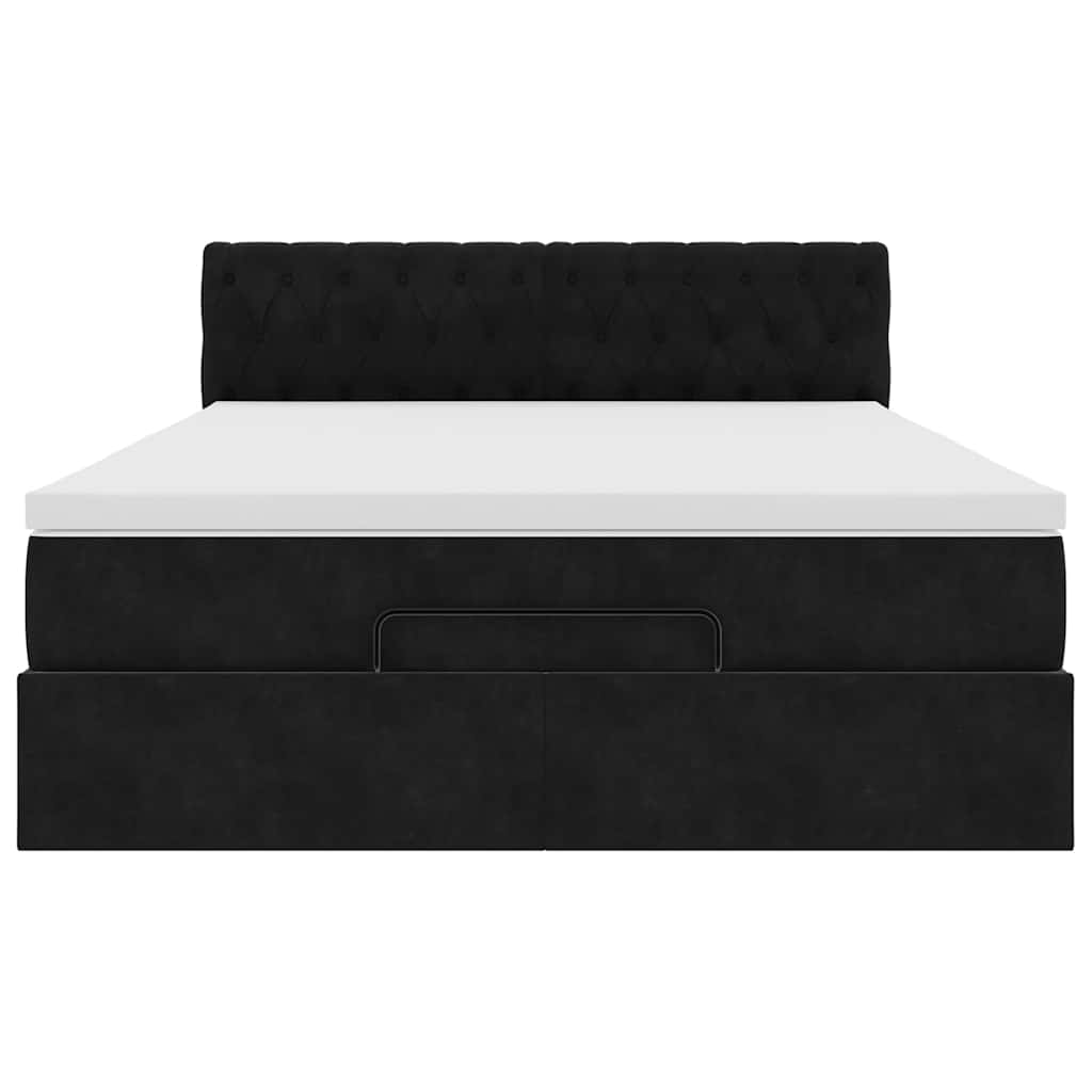 vidaXL Lit ottoman avec matelas Noir 140x190 cm Velours