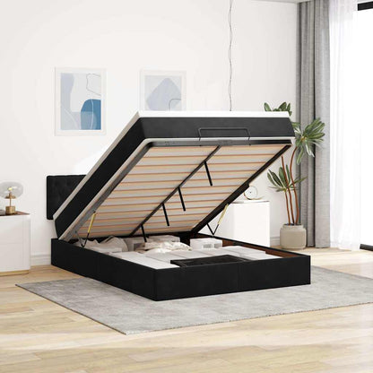 vidaXL Lit ottoman avec matelas Noir 140x190 cm Velours