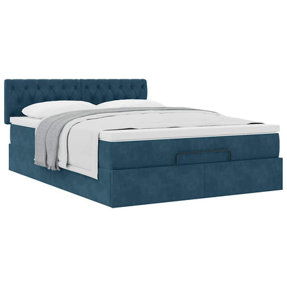 vidaXL Lit ottoman avec matelas Bleu foncé 140x190 cm Velours