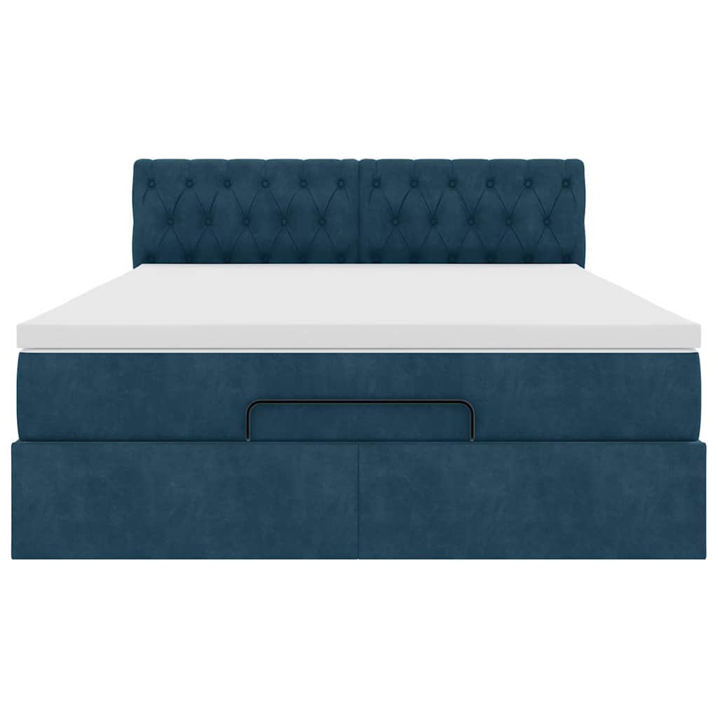 vidaXL Lit ottoman avec matelas Bleu foncé 140x190 cm Velours