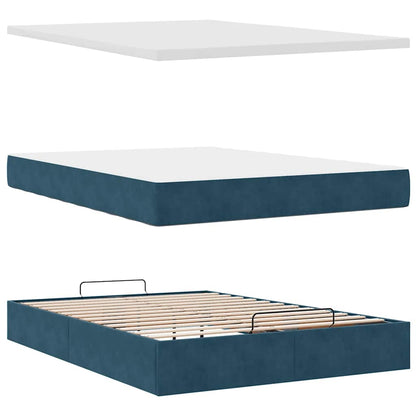 vidaXL Lit ottoman avec matelas Bleu foncé 140x190 cm Velours