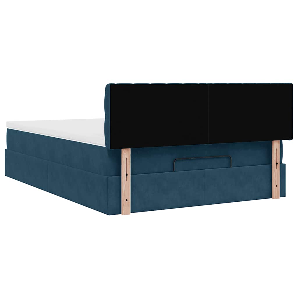 vidaXL Lit ottoman avec matelas Bleu foncé 140x190 cm Velours