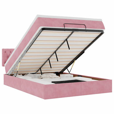 vidaXL Ottoman-Bett mit Matratze Rosa 140x190 cm Samt