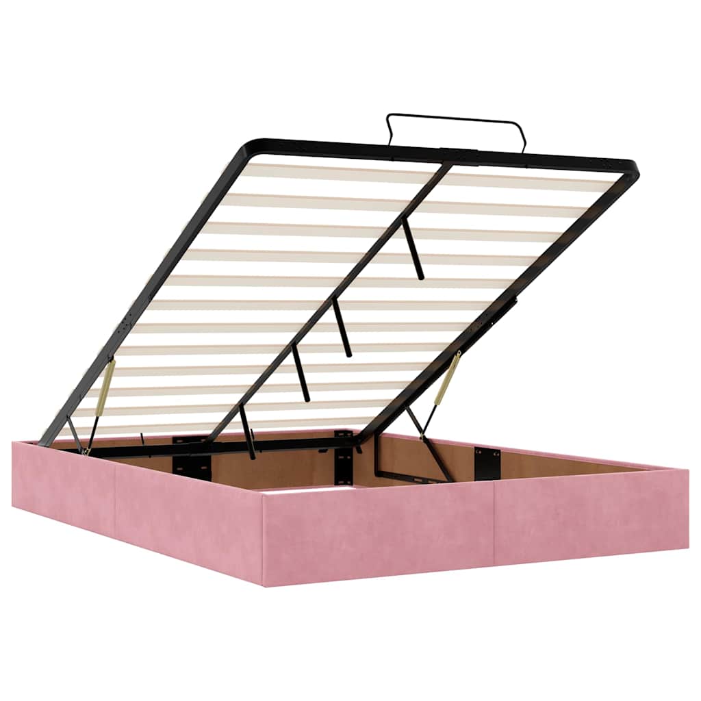vidaXL Ottoman-Bett mit Matratze Rosa 140x190 cm Samt