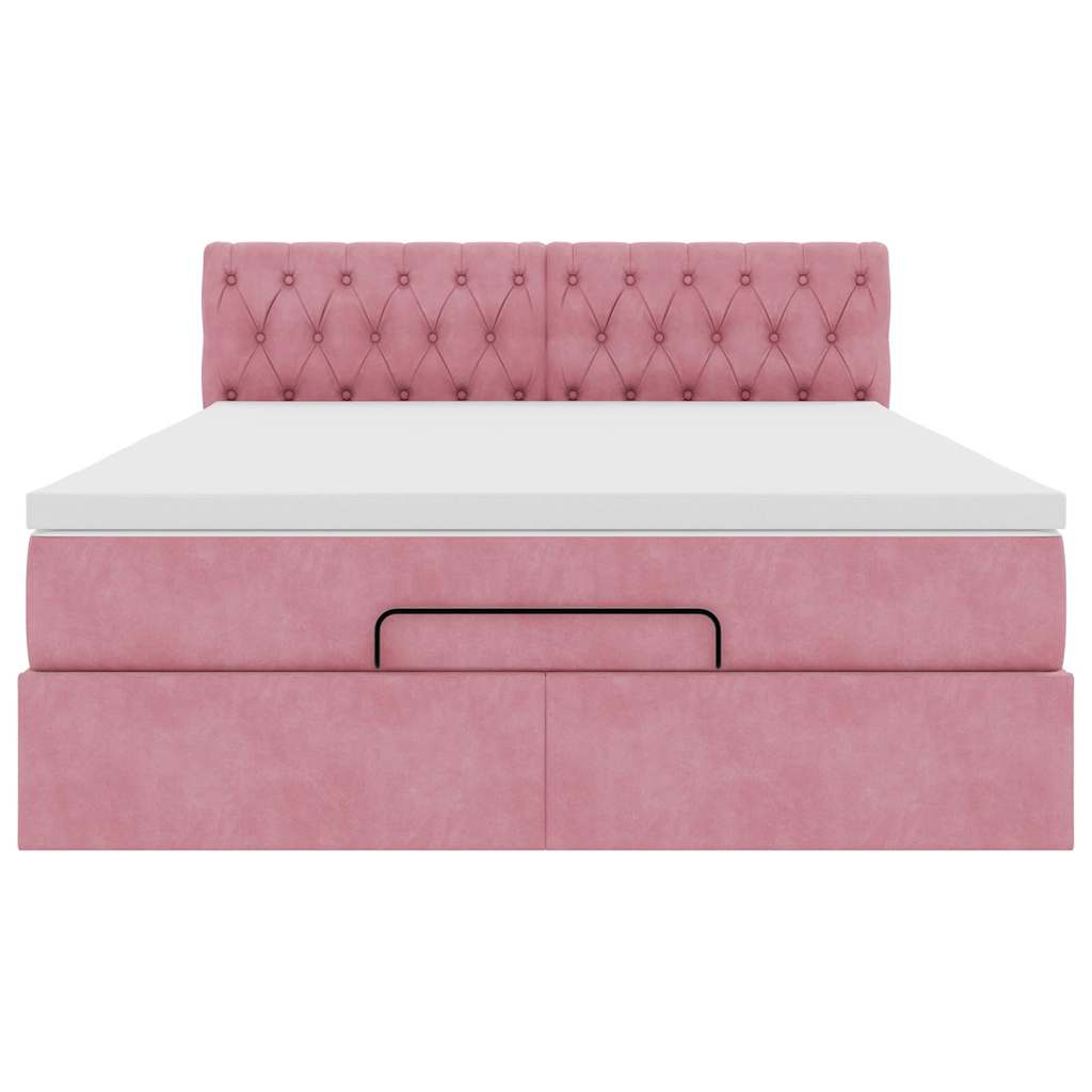 vidaXL Ottoman-Bett mit Matratze Rosa 140x190 cm Samt