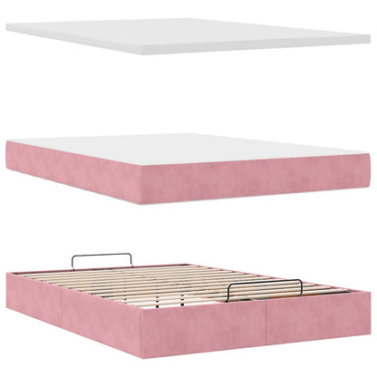 vidaXL Ottoman-Bett mit Matratze Rosa 140x190 cm Samt