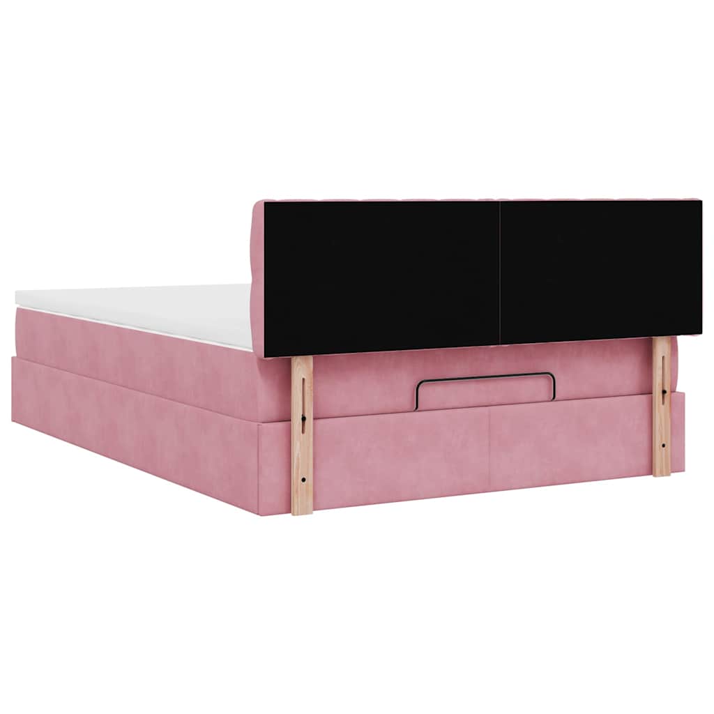 vidaXL Ottoman-Bett mit Matratze Rosa 140x190 cm Samt