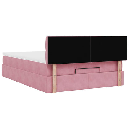 vidaXL Ottoman-Bett mit Matratze Rosa 140x190 cm Samt