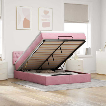 vidaXL Ottoman-Bett mit Matratze Rosa 140x190 cm Samt