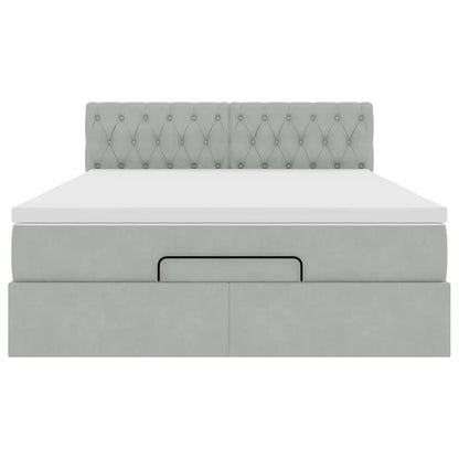 Ottoman-Bett mit Matratze Hellgrau 140x200 cm Samt