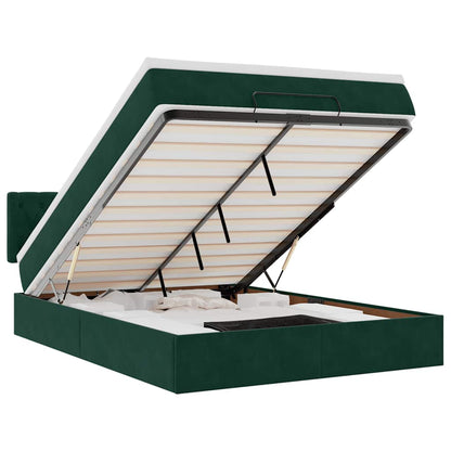 Ottoman-Bett mit Matratze Dunkelgrün 140x200 cm Samt