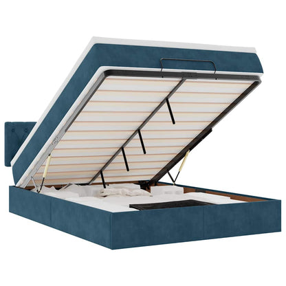 Ottoman-Bett mit Matratze Dunkelblau 140x200 cm Samt