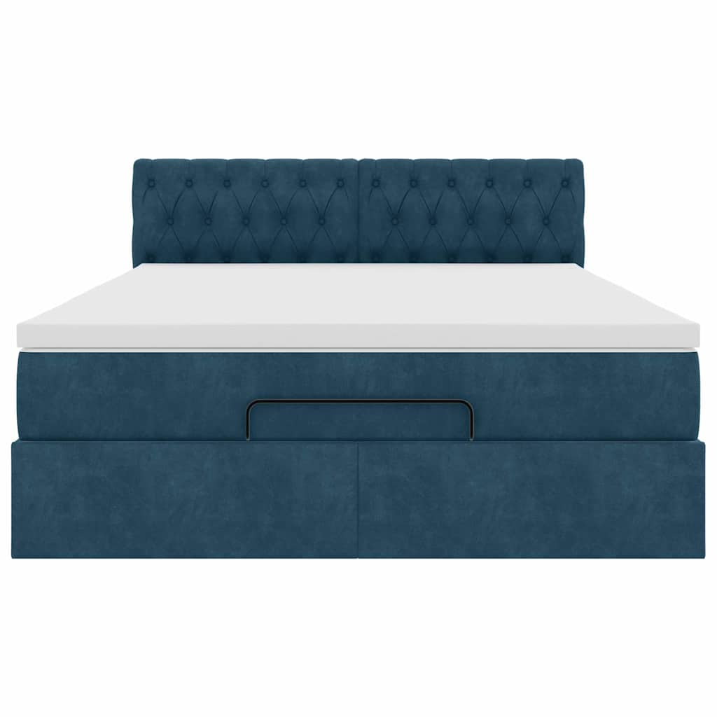 Ottoman-Bett mit Matratze Dunkelblau 140x200 cm Samt