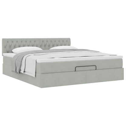 vidaXL Ottoman-Bett mit Matratze Hellgrau 160x200 cm Samt