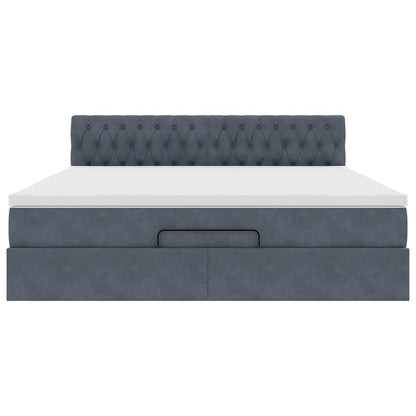 Ottoman-Bett mit Matratze Dunkelgrau 160x200 cm Samt