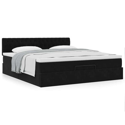 vidaXL Ottoman-Bett mit Matratze Schwarz 160x200 cm Samt