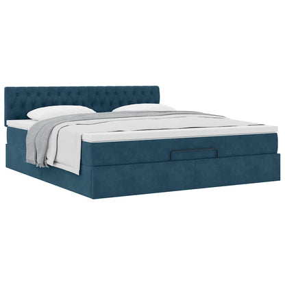 vidaXL Lit ottoman avec matelas Bleu foncé 160x200 cm Velours