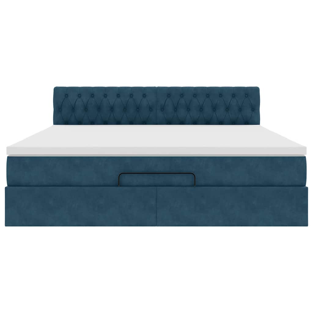 vidaXL Lit ottoman avec matelas Bleu foncé 160x200 cm Velours