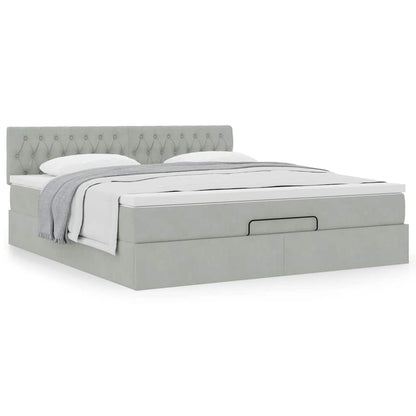 vidaXL Ottoman-Bett mit Matratze Hellgrau 180x200 cm Samt