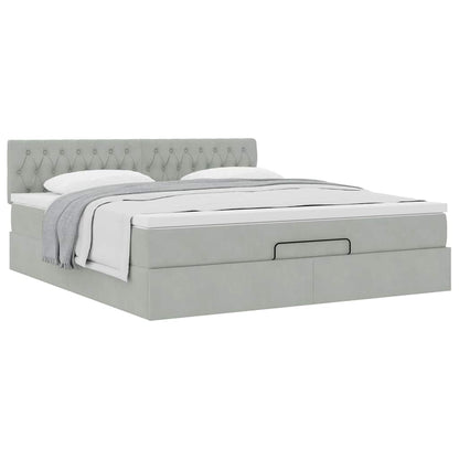 vidaXL Ottoman-Bett mit Matratze Hellgrau 180x200 cm Samt