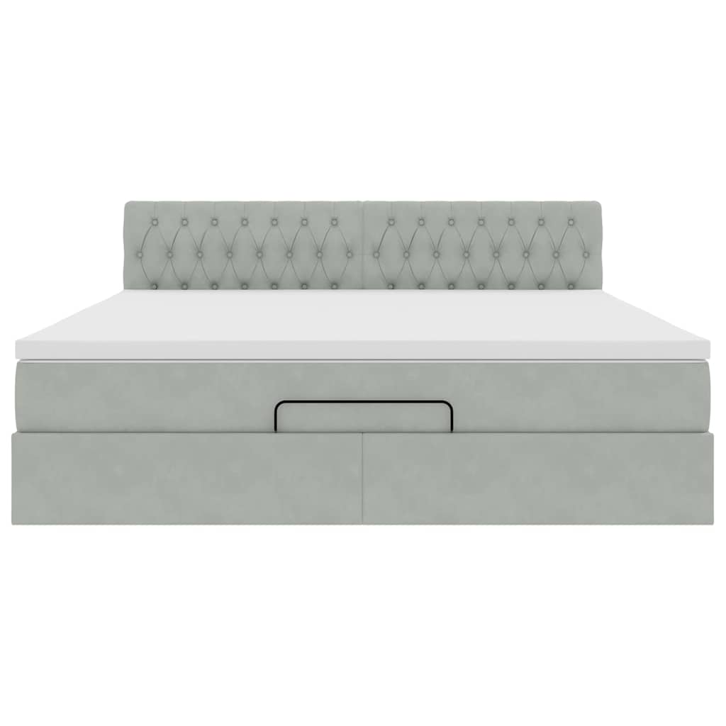 vidaXL Ottoman-Bett mit Matratze Hellgrau 180x200 cm Samt