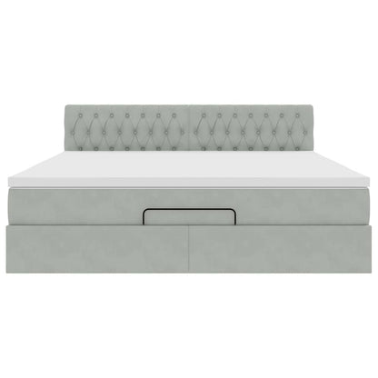 vidaXL Ottoman-Bett mit Matratze Hellgrau 180x200 cm Samt